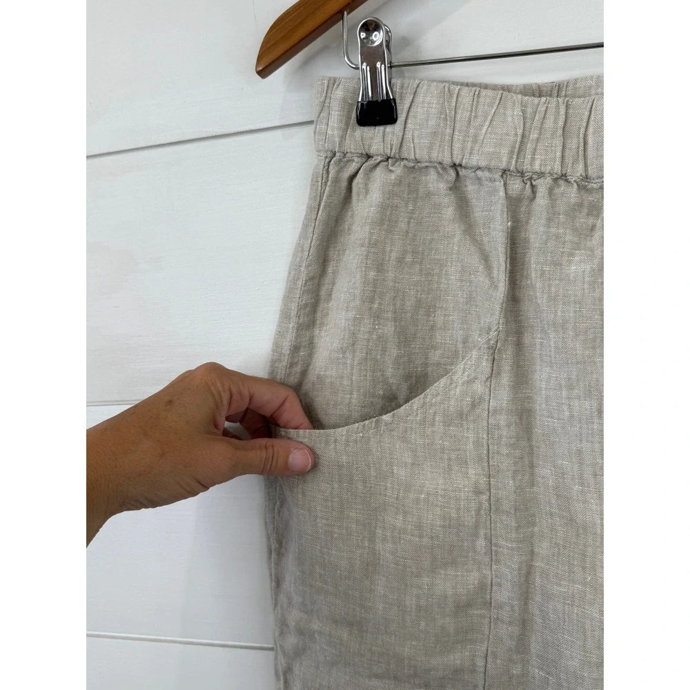 Quince 100% European Linen Tapered Ankle Pants Flax Pull On Pockets M